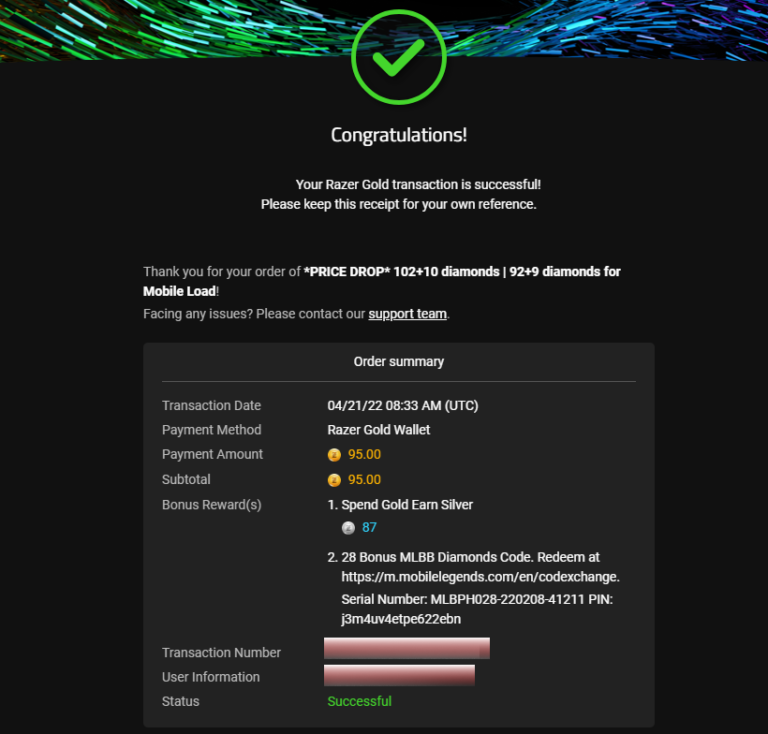 Redeem Razer Gold PIN for Mobile Legends Blooing